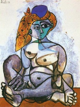  1955 Pintura Art%c3%adstica - Jacqueline nue au bonnet turc 1955 Cubismo